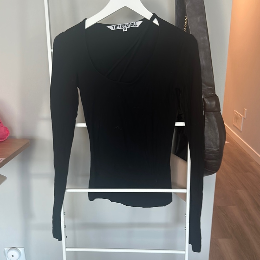 Black Long Sleeve Top（designer brand）